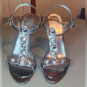 Brand new vintage silver Guess strappy heels sz 8.5